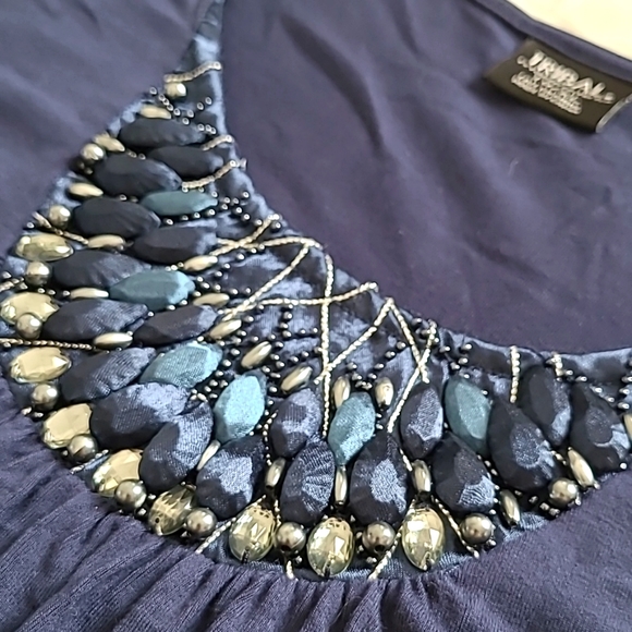 Tribal Deep Blue Blouse, 3/4 Length Sleeves, Bohemian Top, Size XL - Picture 4 of 8